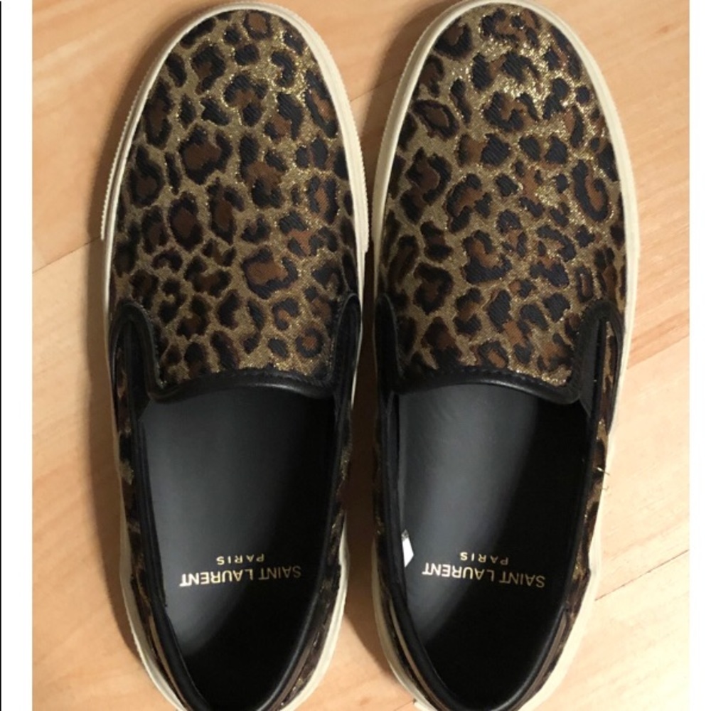Saint Laurent slip on leopard sneakers